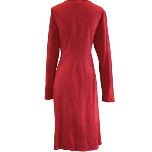 J. Jill Long Sleeve Crew Neck Side Waist Knot Carmine Red Knit Dress Size S - Picture 7 of 7
